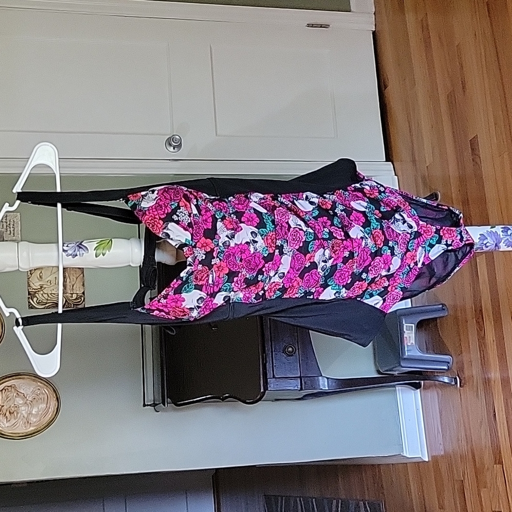 Skull and flowers one piece Bathing suit